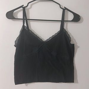 Black crop top with black lace